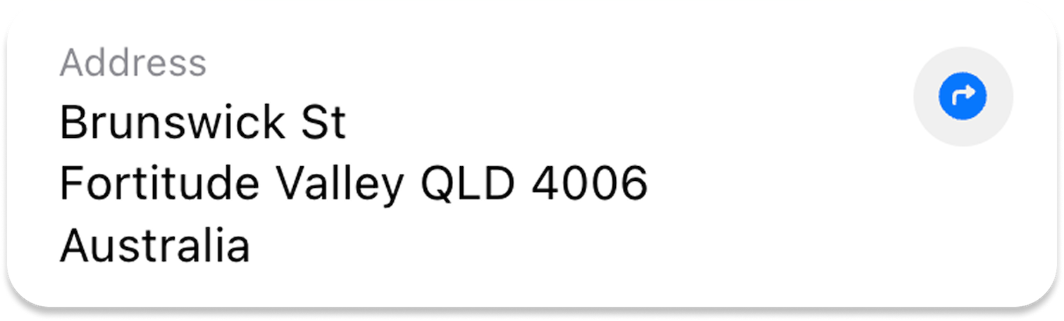 Apple Maps showing Brunswick St with postcode